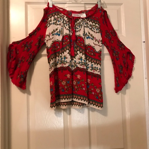 Red and white floral blouse - Picture 2 of 5